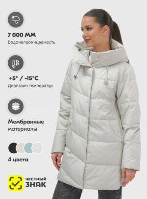 Куртка женская демисезонная с капюшоном серого цвета 1139Sr