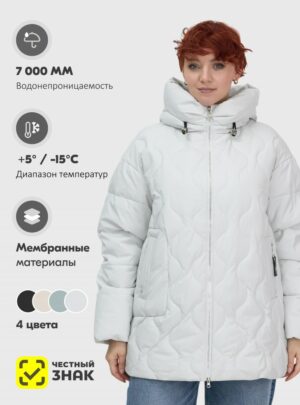 Куртка женская демисезонная с капюшоном серого цвета 1140Sr