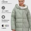 Куртка женская зимняя с капюшоном большого размера зеленого цвета 1170Z