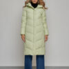 Пальто утепленное молодежное зимнее женское светло-зеленого цвета 52325ZS