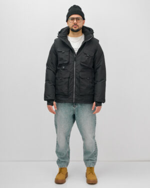 Куртка - жилетка трансформер с подогревом 2 в 1 мужская зимняя черного цвета 6668Ch