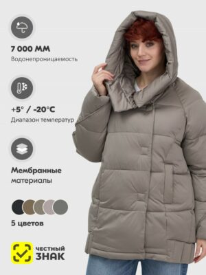 Куртка зимняя женская с капюшоном модная коричневого цвета 7651K