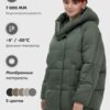 Куртка зимняя женская с капюшоном модная цвета хаки 7651Kh