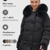 Куртка зимняя женская с мехом и капюшоном тренд черного цвета 7658Ch