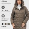 Куртка зимняя женская классическая с капюшоном коричневого цвета 7671K