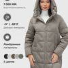 Куртка зимняя женская классическая с капюшоном серого цвета 7671Sr