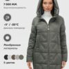 Куртка зимняя женская классическая с капюшоном темно-серого цвета 7671TC