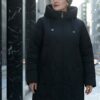 Пальто зимнее утепленное женское большого размера черного цвета 7699Ch