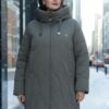 Пальто зимнее утепленное женское большого размера коричневого цвета 7699K