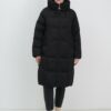 Пальто зимнее утепленное с капюшоном женское черного цвета 7702Ch