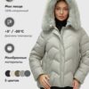 Куртка зимняя женская с мехом и капюшоном тренд светло-зеленого цвета 7759ZS