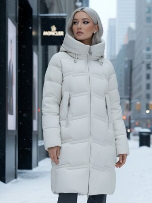 Пальто зимнее утепленное с капюшоном женское черного цвета 7779Ch