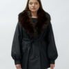 Полупальто женское зимние с мехом песец люкс класса черного цвета 8166Ch