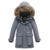 Парка зимняя подростковая для мальчика серого цвета 9331Sr