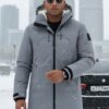 Парка зимняя мужская с капюшоном серого цвета 9533-1Sr