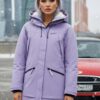 Парка зимняя женская с капюшоном сиреневого цвета 9538-1Sn