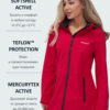 Парка спортивная женская с капюшоном softshell красного цвета 9568Kr