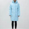 Куртка зимняя женская с капюшоном удлиненная стеганная голубого цвета 9629Gl