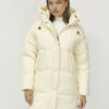 Куртка зимняя женская с капюшоном удлиненная стеганная светло-бежевого цвета 9637SB